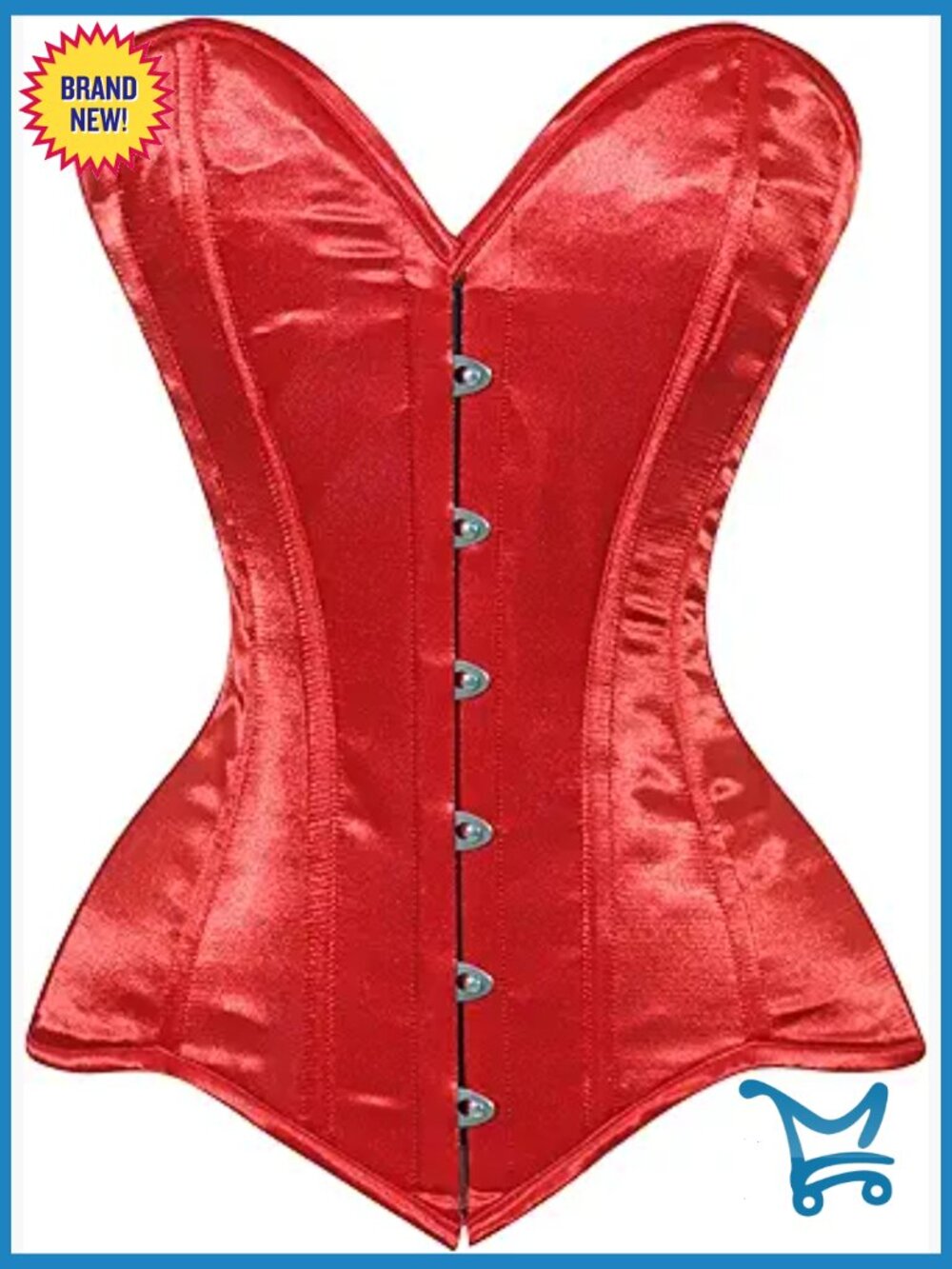Red Satin Overbust Corset Waist Cincher Bustier Plus Size